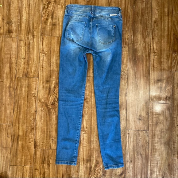STUDIO F Womens Juniors Blue Skinny Distressed Jeans Size 6 - Picture 10 of 13